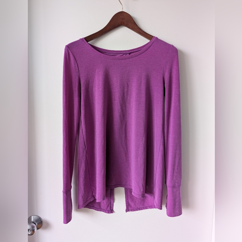 Gap Fit Purple Long Sleeve Tie Back Top XS